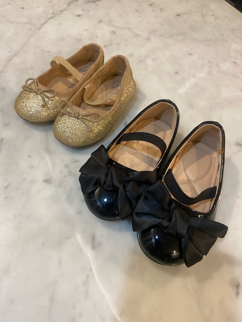 Kids Dress Flats in Black and Gold